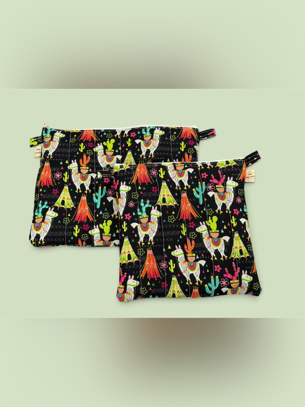 Kids Black Llama Print Zipper Pouch with Neon Accents(only one) - Picture 3 of 3